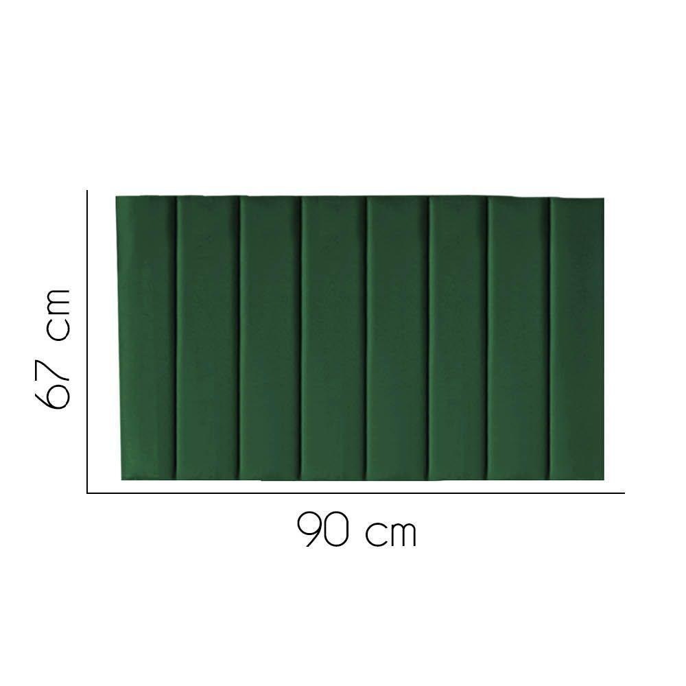 Painel Estofada Carla 90cm Solteiro Para Cama Box Quarto Suede Verde - 2