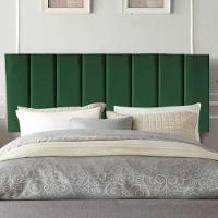 Painel Estofada Carla 90cm Solteiro Para Cama Box Quarto Suede Verde - 1