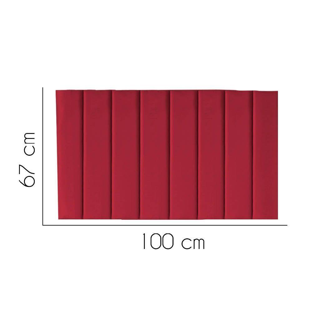 Painel Estofada Carla 100cm Solteiro Para Cama Box Quarto Corino Vermelho - 3