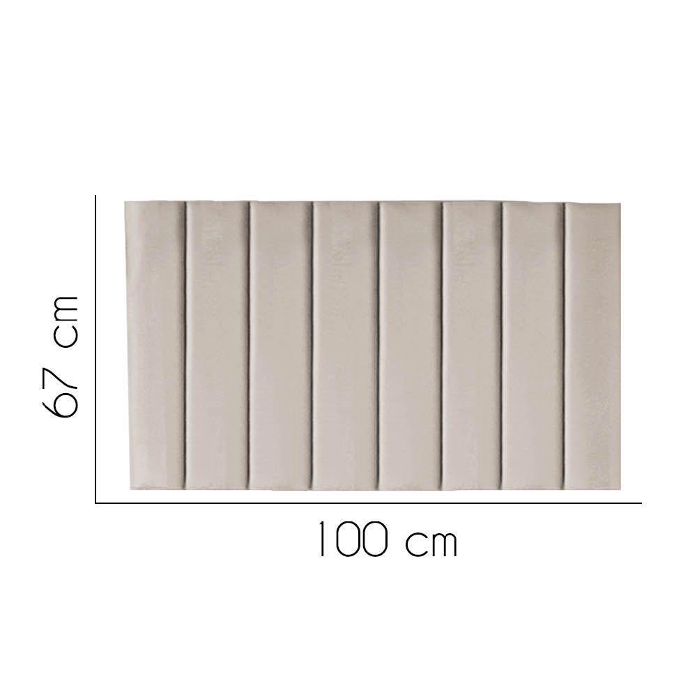 Painel Estofada Carla 100cm Solteiro Para Cama Box Quarto Corino Bege - 2