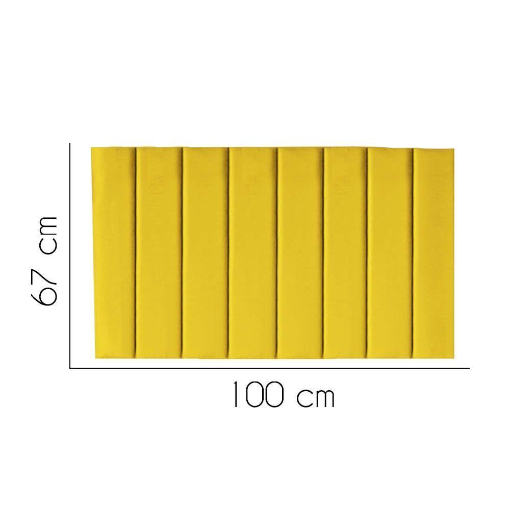 Painel Estofada Carla 100cm Solteiro Para Cama Box Quarto Suede Amarelo - 2