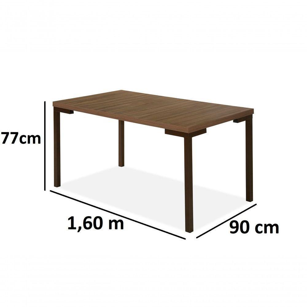 Mesa + 6cadeiras Tubo Chocolate Inovare Tampo Mdp 1,60x0,90 - 3
