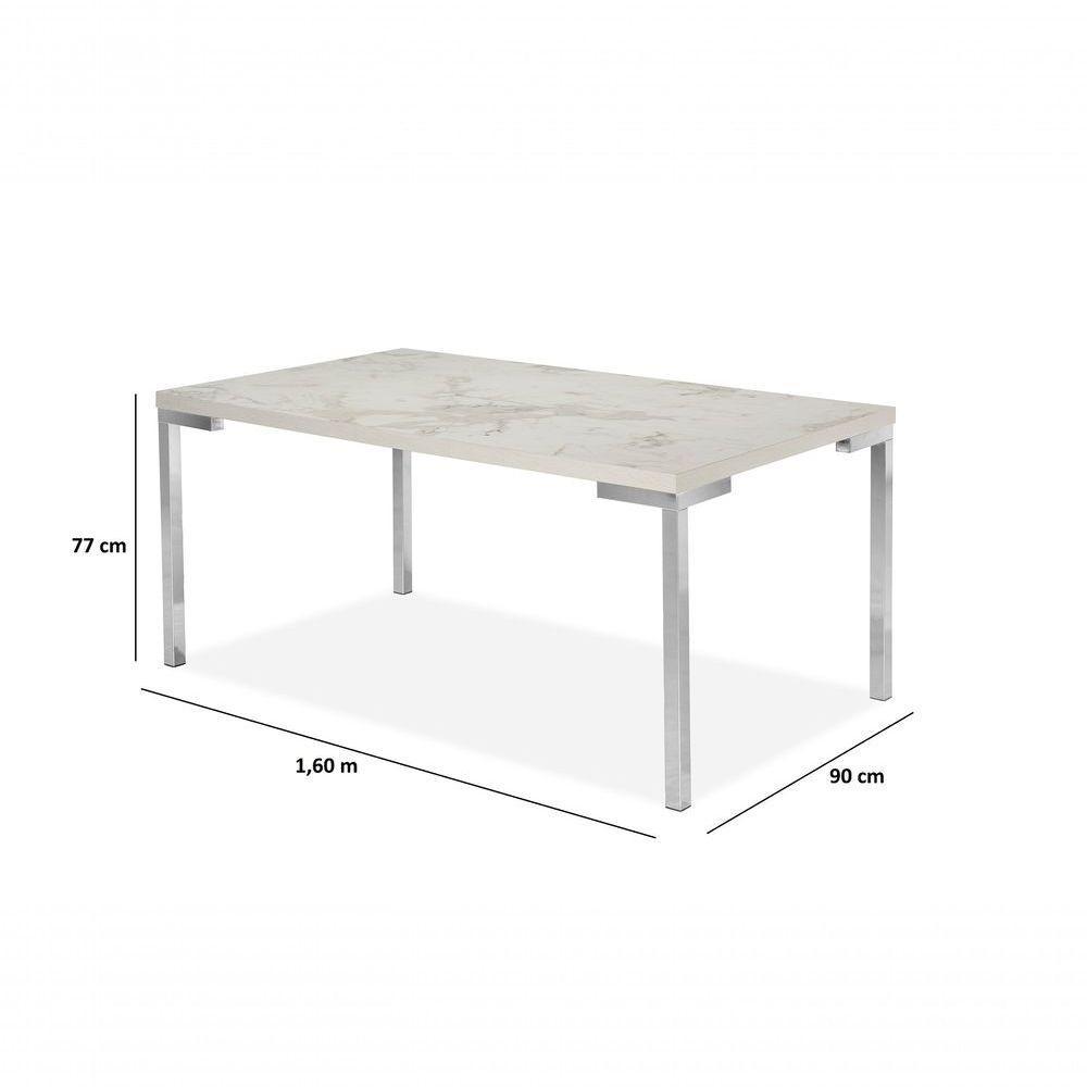 Mesa Com 6 Cadeiras 1,60x0,90 Tampo Mdp Cromado Nobre - 2