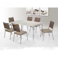 Mesa Com 6 Cadeiras 1,60x0,90 Tampo Mdp Cromado Nobre - 1