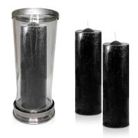 Kit Copo Suporte Vidro Para Vela + 3 Velas Votivas 7 Dias Preta 250g - 1