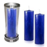 Kit Copo Suporte Vidro Para Vela + 3 Velas Votivas 7 Dias Azul Marinho 250g - 1
