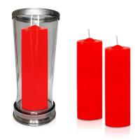 Kit Copo Suporte Vidro Para Vela + 3 Velas Votivas 7 Dias Vermelha 250g - 1