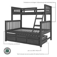 Treliche Com Cama De Casal Branco Lavado C- Cama Auxiliar 3 Gavetas Madeira Pinus - 2
