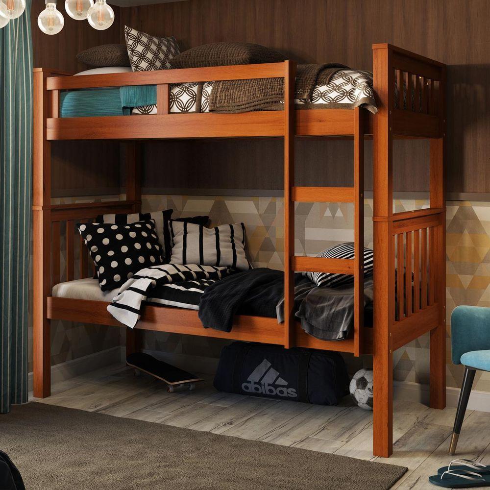 Beliche Solteiro Castanho Claro 100% Madeira Pinus C- Escada Lateral - 1