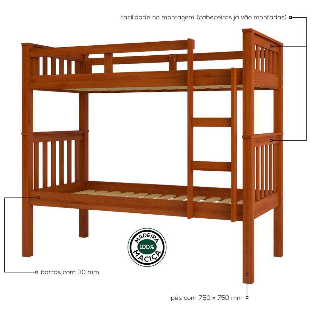 Beliche Solteiro Castanho Claro 100% Madeira Pinus C- Escada Lateral - 2