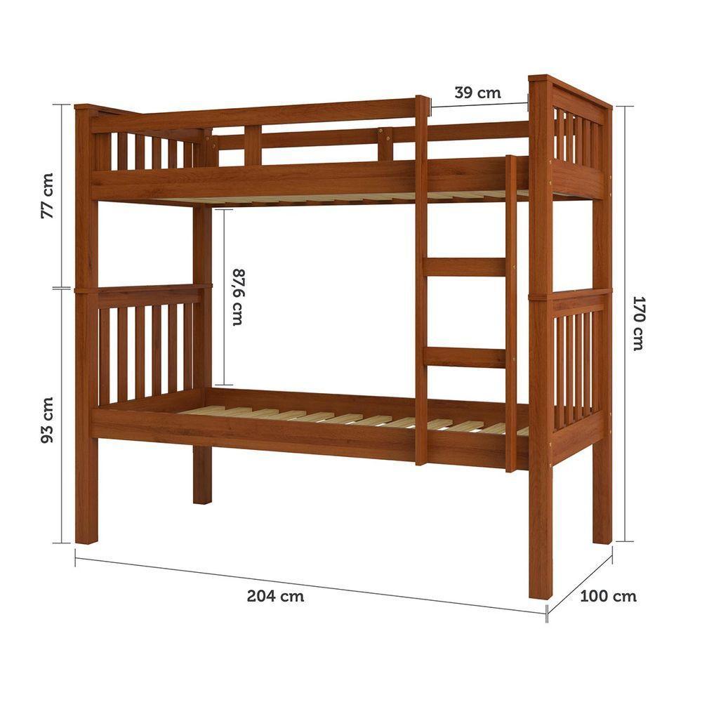 Beliche Solteiro Castanho Claro 100% Madeira Pinus C- Escada Lateral - 4