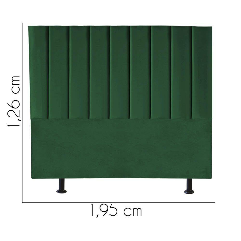 Cabeceira Estofada Carla 195cm King Size Para Cama Box Quarto Suede Verde - 2
