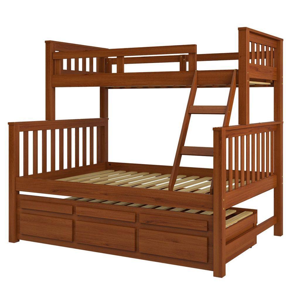 Treliche Com Cama De Casal Castanho Claro C- Cama Auxiliar 3 Gavetas Madeira Pinus - 3