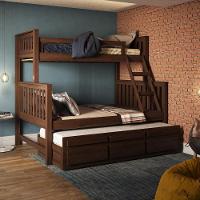 Treliche Com Cama De Casal Castanho Escuro C- Cama Auxiliar 3 Gavetas Madeira Pinus - 1