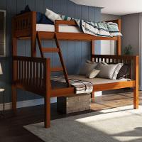 Beliche Com Cama De Casal Castanho Claro Madeira Pinus - 1