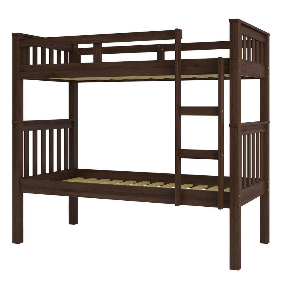 Beliche Solteiro Castanho Escuro 100% Madeira Pinus C/ Escada Lateral - Saraiva - 1