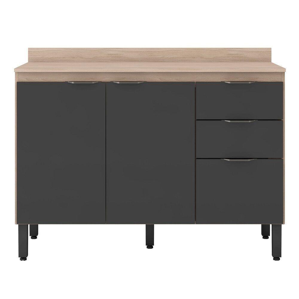 Balcão Firenze 120cm 3 Portas E 2 Gavetas Com Tampo 93241 Demóbile Avena Touch E Grafito - 1