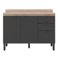 Balcão Firenze 120cm 3 Portas E 2 Gavetas Com Tampo 93241 Demóbile Avena Touch E Grafito - 1