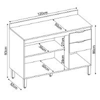 Balcão Firenze 120cm 3 Portas E 2 Gavetas Com Tampo 93241 Demóbile Avena Touch E Grafito
