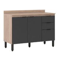 Balcão Firenze 120cm 3 Portas E 2 Gavetas Com Tampo 93241 Demóbile Avena Touch E Grafito - 5