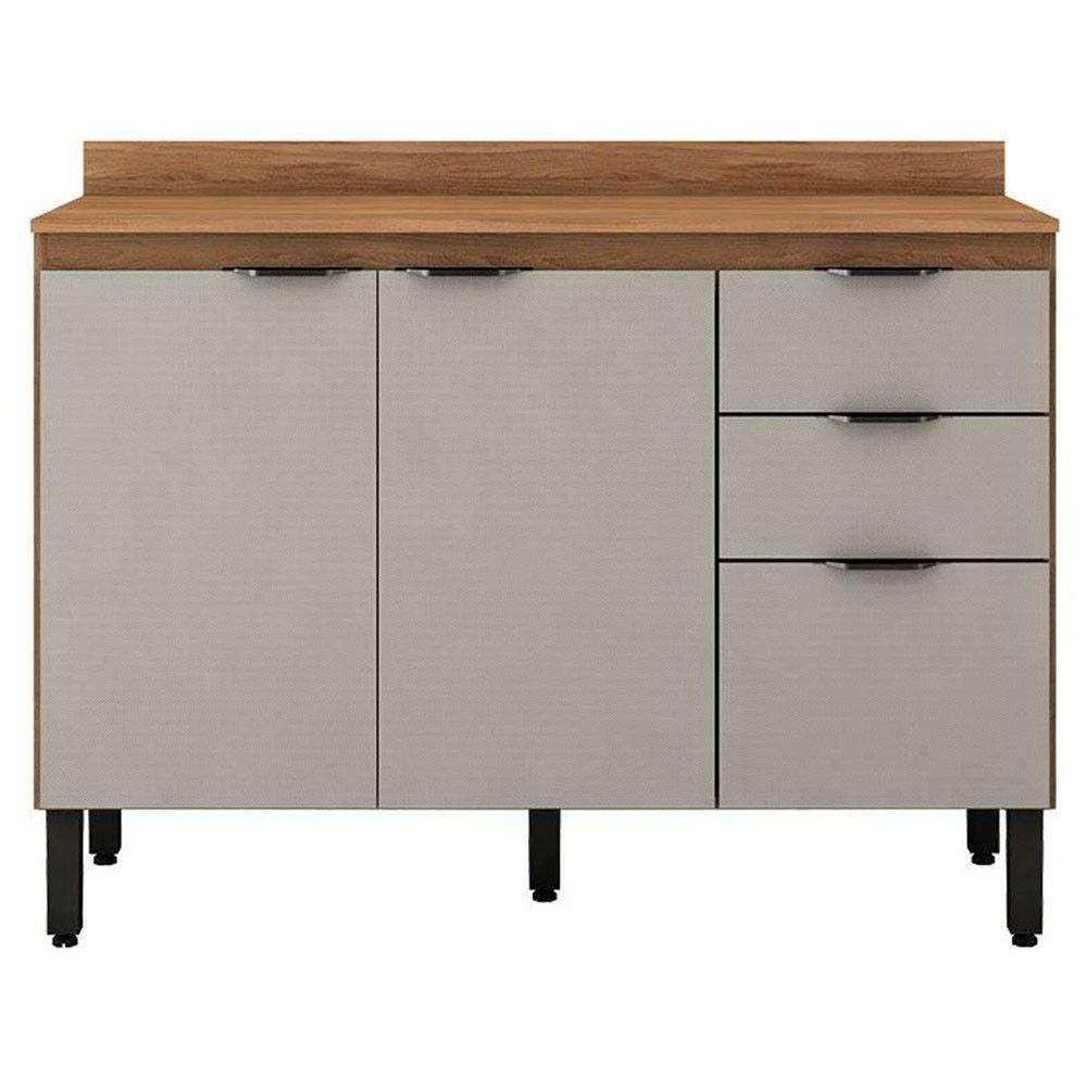 Balcão Firenze 120cm 3 Portas E 2 Gavetas Com Tampo 93241 Demóbile Amendola Touch E Nude - 1