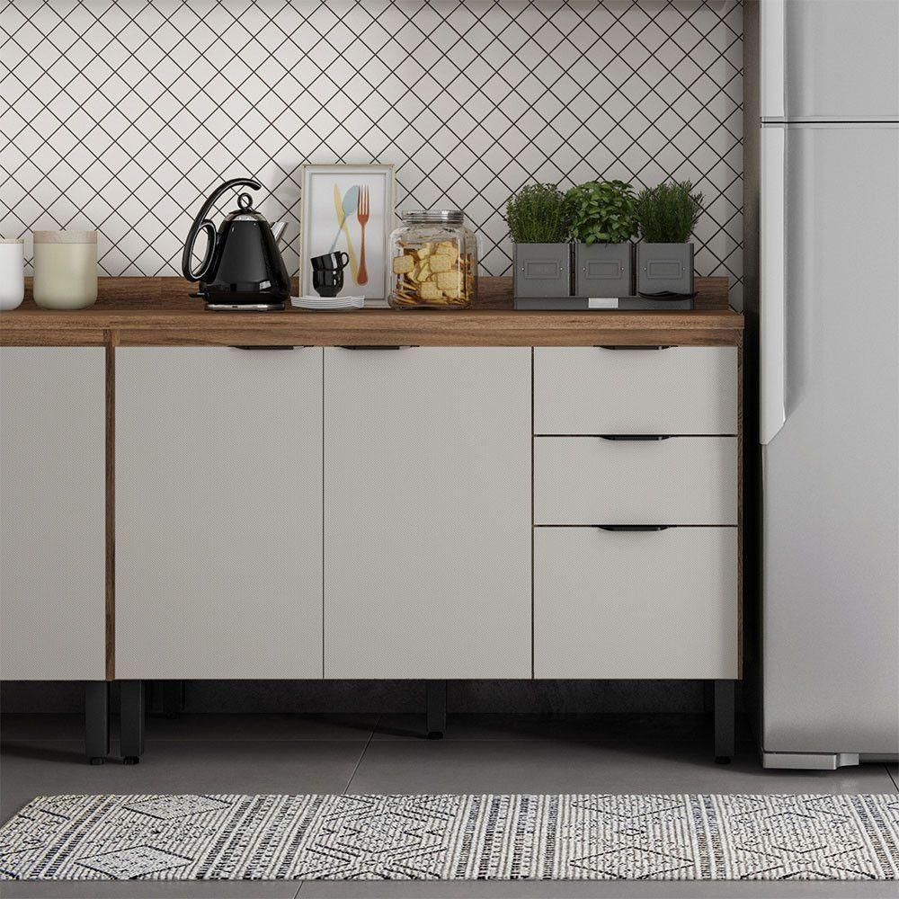 Balcão Firenze 120cm 3 Portas E 2 Gavetas Com Tampo 93241 Demóbile Amendola Touch E Nude - 2