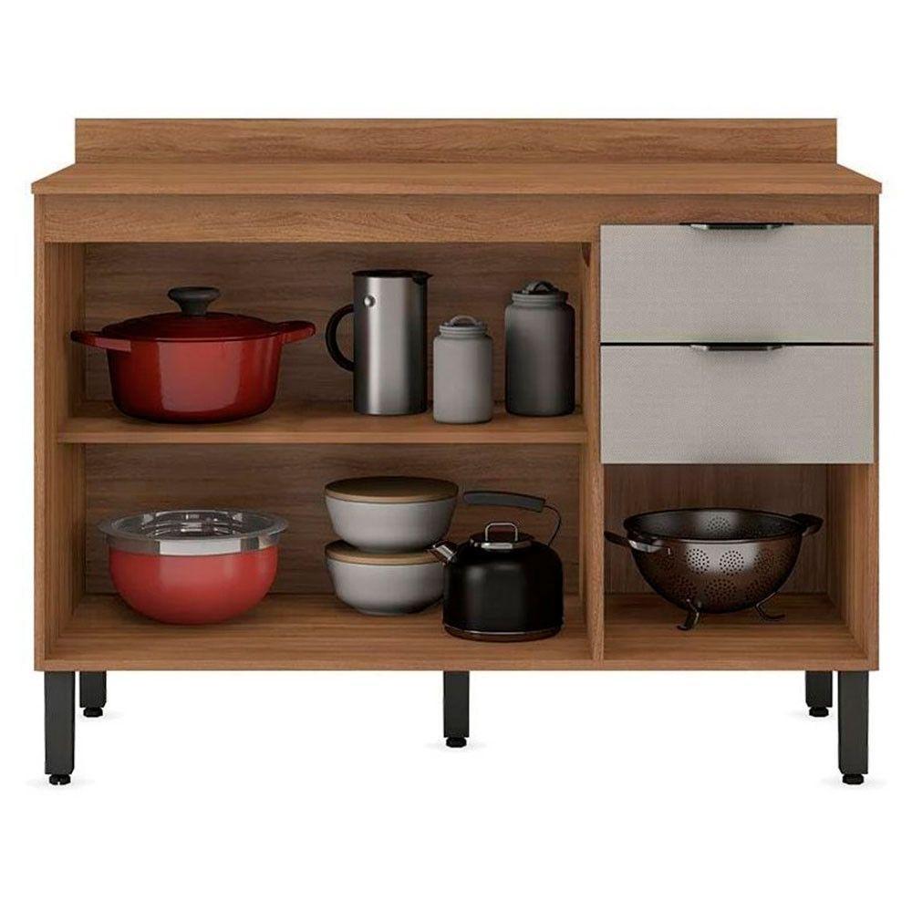 Balcão Firenze 120cm 3 Portas E 2 Gavetas Com Tampo 93241 Demóbile Amendola Touch E Nude - 4