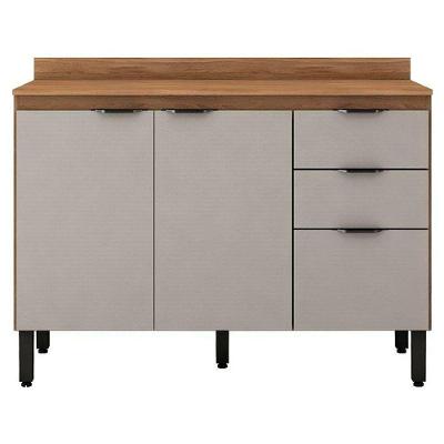 Balcão Firenze 120cm 3 Portas E 2 Gavetas Com Tampo 93241 Demóbile Amendola Touch E Nude