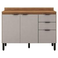 Balcão Firenze 120cm 3 Portas E 2 Gavetas Com Tampo 93241 Demóbile Amendola Touch E Nude - 1