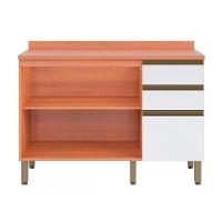 Balcão Macadâmia 120cm Com Tampo 2 Portas 3 Gavetas 914103 Telasul Freijo E Branco - 2