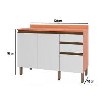 Balcão Macadâmia 120cm Com Tampo 2 Portas 3 Gavetas 914103 Telasul Freijo E Branco - 3