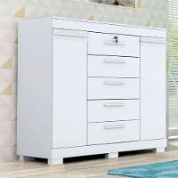 Cômoda Diana Prime Com 5 Gavetas Com Chave Acp Móveis Branco - 1