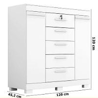 Cômoda Diana Prime Com 5 Gavetas Com Chave Acp Móveis Branco - 5