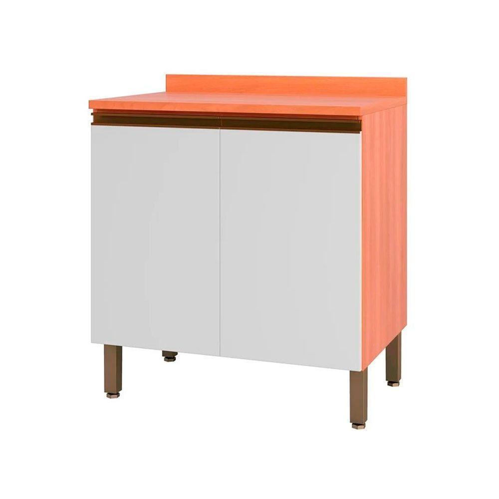 Balcão Macadâmia 80cm Com Tampo 2 Portas 914101 Telasul Freijo E Branco - 1