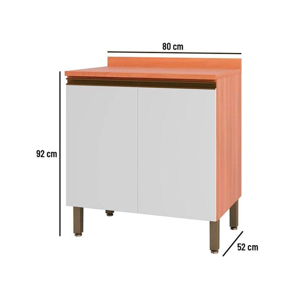 Balcão Macadâmia 80cm Com Tampo 2 Portas 914101 Telasul Freijo E Branco - 3