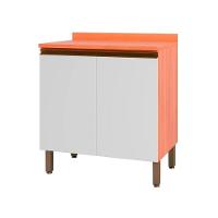 Balcão Macadâmia 80cm Com Tampo 2 Portas 914101 Telasul Freijo E Branco - 1