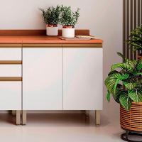 Balcão Macadâmia 80cm Com Tampo 2 Portas 914101 Telasul Freijo E Branco - 2