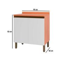 Balcão Macadâmia 80cm Com Tampo 2 Portas 914101 Telasul Freijo E Branco - 3