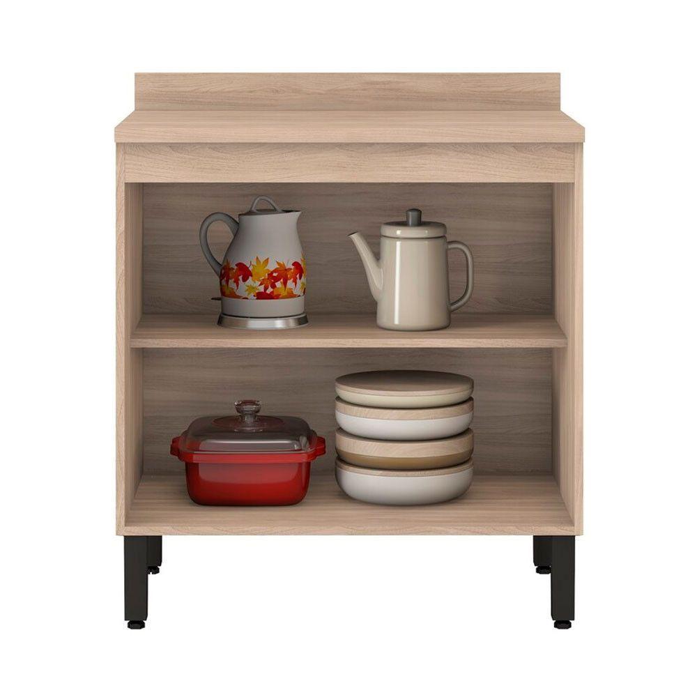 Balcão Firenze 80cm 2 Portas Com Tampo 93221 Demóbile Avena Touch E Grafito - 2