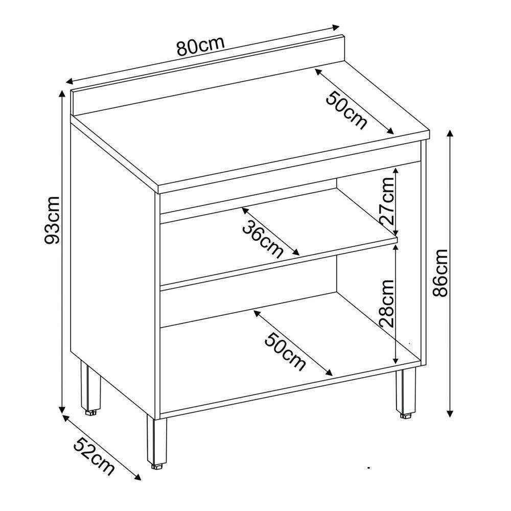 Balcão Firenze 80cm 2 Portas Com Tampo 93221 Demóbile Avena Touch E Grafito - 3
