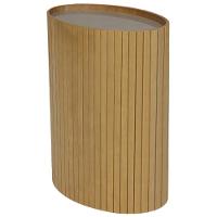 Mesa De Apoio Lateral Oval Tampo Vidro Glow Madeira Amendoa Nacc Amendoa - 1