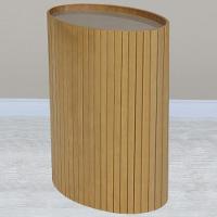 Mesa De Apoio Lateral Oval Tampo Vidro Glow Madeira Amendoa Nacc Amendoa