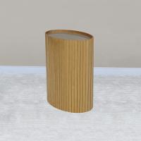 Mesa De Apoio Lateral Oval Tampo Vidro Glow Madeira Amendoa Nacc Amendoa - 5