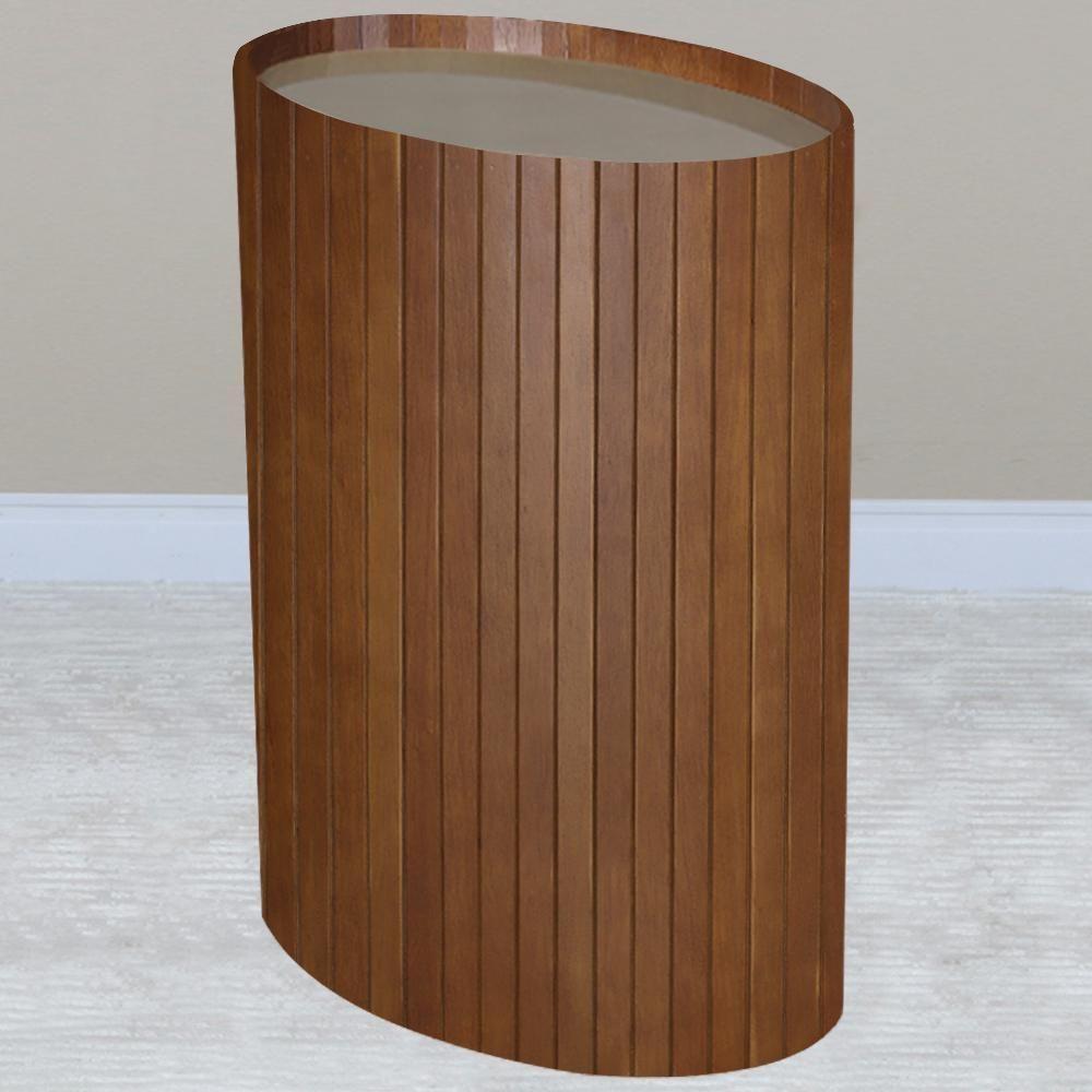 Mesa De Apoio Lateral Oval Tampo Vidro Glow Madeira Pinhao Nacc Pinhao - 6