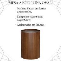 Mesa De Apoio Lateral Oval Tampo Vidro Glow Madeira Pinhao Nacc Pinhao - 3