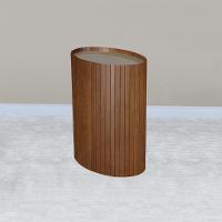 Mesa De Apoio Lateral Oval Tampo Vidro Glow Madeira Pinhao Nacc Pinhao - 5