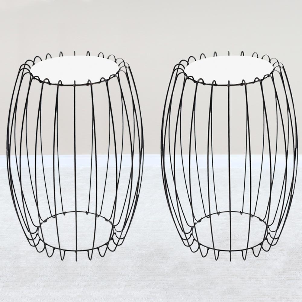 Kit Mesa Apoio Lateral 43 Cm Tampo Vidro Branco Base Metal Preto Nacc Branco Preto - 5