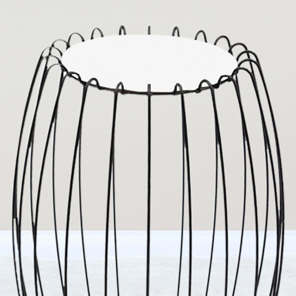 Mesa Apoio Lateral 43 Cm Tampo Vidro Branco Base Metal Preto Nacc Branco Preto - 7