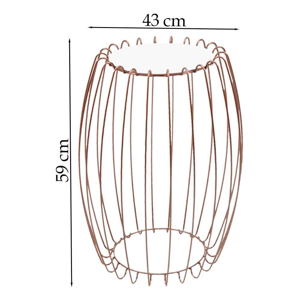 Kit Mesa Apoio Lateral 43 Cm Tampo Vidro Branco Base Metal Cobre Nacc Branco Cobre - 4