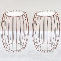 Kit Mesa Apoio Lateral 43 Cm Tampo Vidro Branco Base Metal Cobre Nacc Branco Cobre - 7